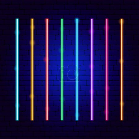 Farbe Cyber Lines Neon Set. Vektor-Illustration der Glühbirnen-Promotion.