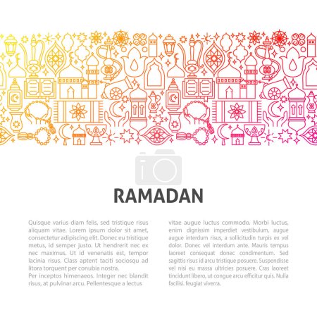 Illustration pour Modèle de ligne Ramadan. Illustration vectorielle de la conception des contours. - image libre de droit