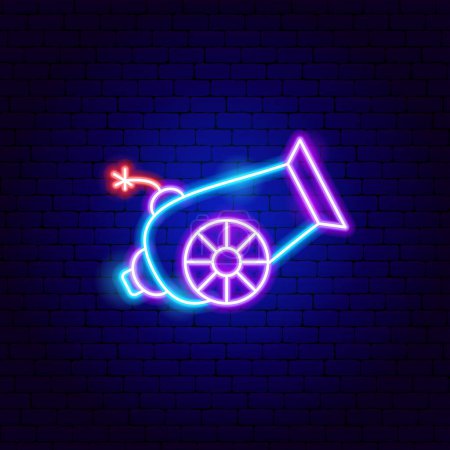 Illustration for Cannon Neon Sign. Vector Illustration of Religion Arabian Glowing Symbol. - Royalty Free Image