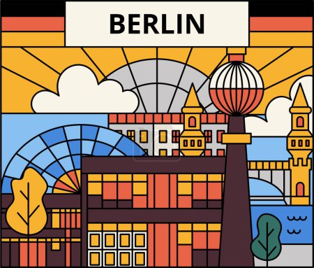 Berlin Flat Line Concept. Vector Illustration of University Germany Country Architecture.