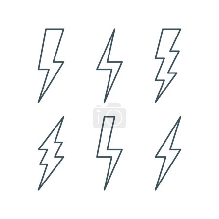 Photo for Thin line lightning bolt icons set. outline thunderbolt sign. linear flash symbol. isolated on white background. vector illustration - Royalty Free Image