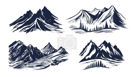 Illustration for Mountain landscape, sketch style, vector illustrations - Royalty Free Image
