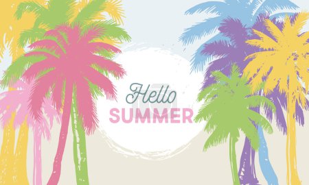 Illustration for Summer Sale, Palm hand drawn illustrations, vector. - Royalty Free Image