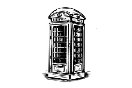 Illustration for Telephone booth, hand drawn illustrations, sketch style. Vector. - Royalty Free Image