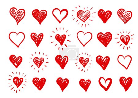 Illustration for Heart shapes set Hand-drawn vector. - Royalty Free Image