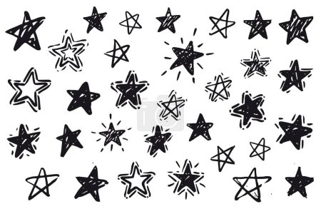 Téléchargez les illustrations : Ensemble d'étoiles, illustrations dessinées à la main. - en licence libre de droit