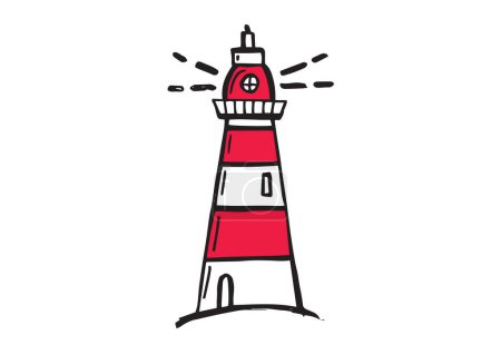 Illustration for Lighthouse vector illustration hand drawn style. - Royalty Free Image