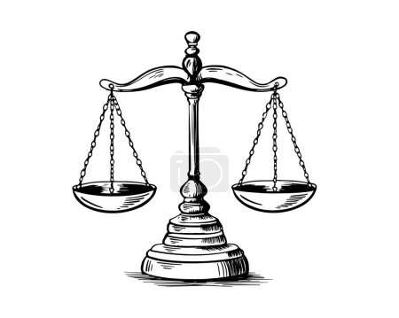 Téléchargez les illustrations : Balance de justice dessinée à la main - en licence libre de droit