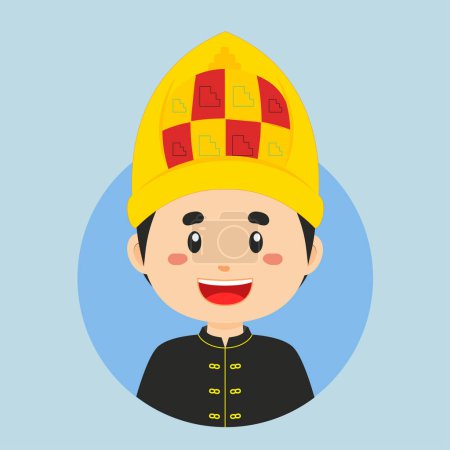 Illustration for Avatar of a Aceh Indonesian Character - Royalty Free Image
