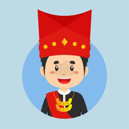 Illustration for Avatar of a North Sumatra Indonesian Character - Royalty Free Image