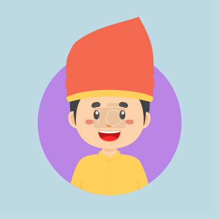 Téléchargez les illustrations : Avatar d'un personnage indonésien des Sulawesi du Sud - en licence libre de droit