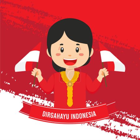 Illustration for Indonesia Independence Day With Character - Royalty Free Image