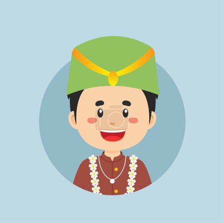 Illustration for Avatar of a Banten Indonesian Character - Royalty Free Image
