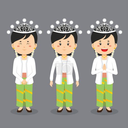 Illustration for Avatar of a Banten Indonesian Character with Various Expression - Royalty Free Image