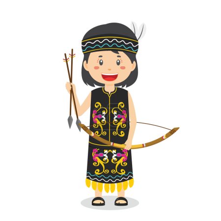 Illustration for Dayak People Holding Arrows for Hunting - Royalty Free Image