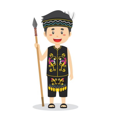 Illustration for Dayak People's Characters Preparing to Hunt - Royalty Free Image