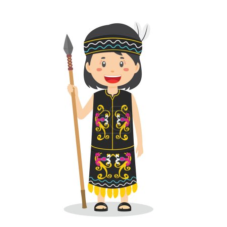 Illustration for Dayak People's Characters Preparing to Hunt - Royalty Free Image