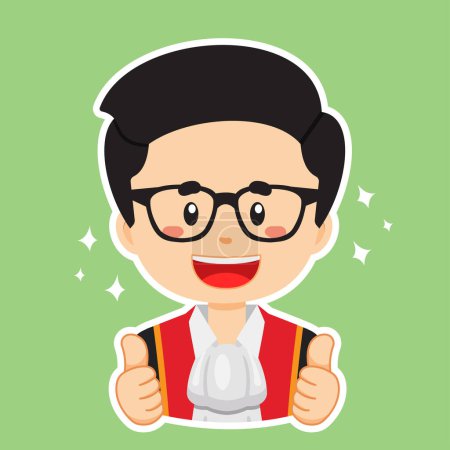 Illustration for Happy Judge Character Sticker - Royalty Free Image