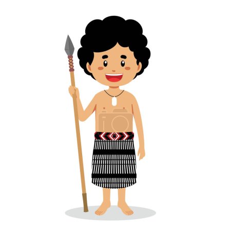 Illustration for Dayak People Characters Preparing to Hunt - Royalty Free Image