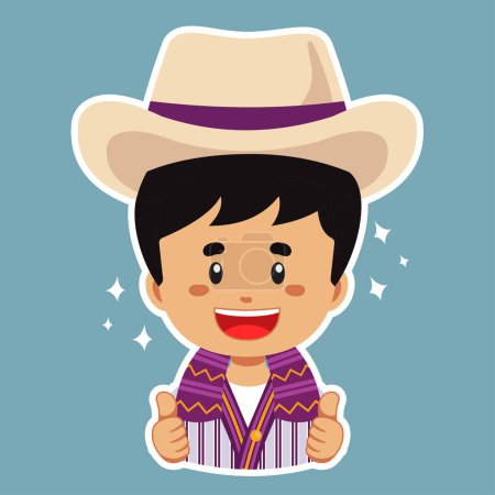 Illustration for Happy Guatemala Character Sticker - Royalty Free Image