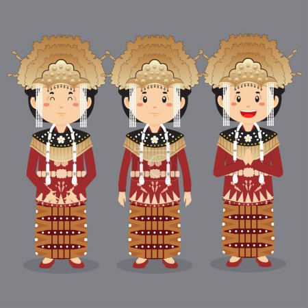 Ilustración de Bangka Belitung carácter indonesio con varias expresiones - Imagen libre de derechos