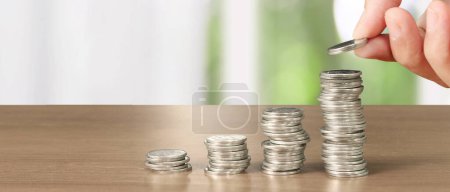 Photo for Stack of coin with trading graph, financial investment concept - Royalty Free Image