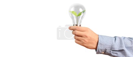 Photo for Humans hold light bulbs in hand innovative technology and creativity - Royalty Free Image