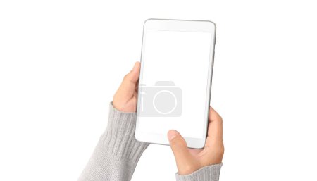Téléchargez les photos : Mains tenant un gadget tablette tactile - en image libre de droit