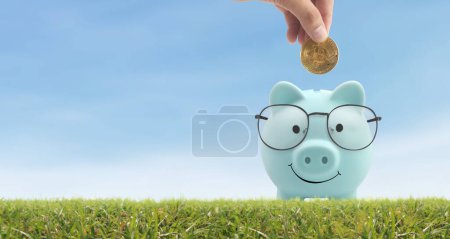 Photo for Coin with trading graph, financial investment concept and Piggy bank - Royalty Free Image