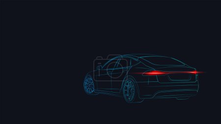 Illustration for Electric car at charging station. Abstract Electric Power Charger EV Clean Energy Alternative Energy electric charger concept. Electronic vehicle power dock. Vector illustration. - Royalty Free Image