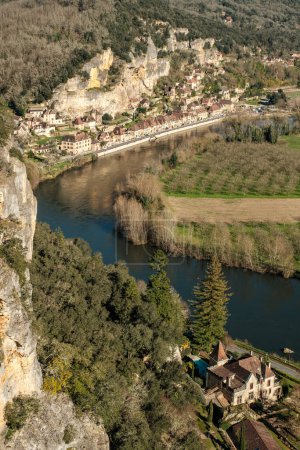 The village of La Roque-Gageac, one of the Plus Beaux Villages de France, on the banks of the Dordogne river