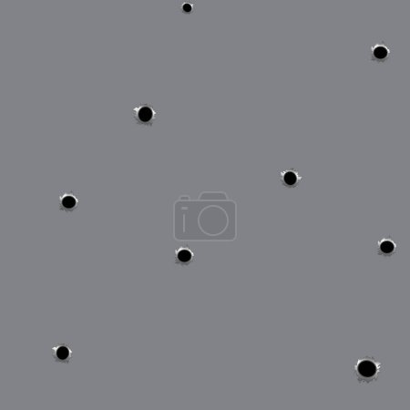 Illustration for Bullet hole in sheet metal seamless vector pattern - Royalty Free Image
