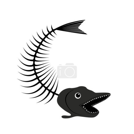 Téléchargez les illustrations : Squelette icône vectoriel os de poisson - en licence libre de droit