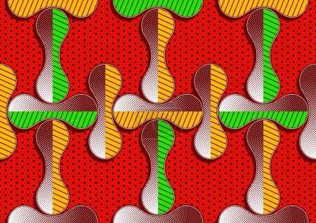 Illustration for Africa seamless pattern, straight lines and curves, textile art, tribal abstract hand-draw, geometrics shape image, background, fashion artwork for Fabric print, clothes, scarf, shawl, carpet, bag - Royalty Free Image