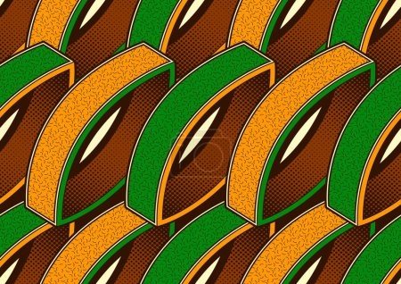 Illustration for Abstract african seamless pattern background,  textile art, tribal abstract hand-draw, geometrics shape image, summer fashion artwork for Fabric print, clothes, scarf, shawl, carpet, bag - Royalty Free Image