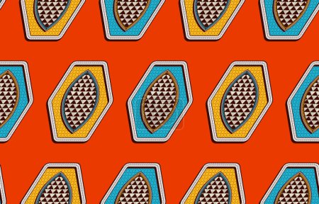 Téléchargez les illustrations : Art textile africain abstrait vibrant, Modèles tribaux dessinés à la main pour la mode d'été moderne, Mode de fusion ethnique pour tissu unique pour des imprimés de vêtements élégants - en licence libre de droit