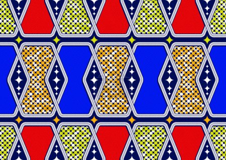 Téléchargez les illustrations : Art textile africain abstrait vibrant, Modèles tribaux dessinés à la main pour la mode d'été moderne, Mode de fusion ethnique pour tissu unique pour des imprimés de vêtements élégants - en licence libre de droit