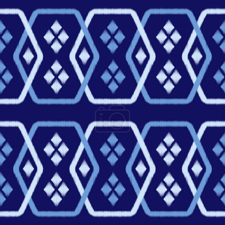Illustration for Elegant Ikat Seamless Pattern Fabric Print Inspired by Indian Traditions, Vibrant Ajrakh and Ikat Patterns from India, Cultural Richness and Artistic Flair - Royalty Free Image