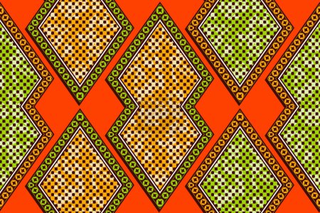 Ilustración de Arte textil vibrante abstracto tribal, Arte inspirado africano para declaraciones de moda moderna, Creación con colores vibrantes, Motivo étnico, Obras de arte con fusión cultural - Imagen libre de derechos