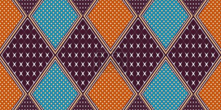 Téléchargez les illustrations : Art textile vibrant abstrait tribal, Art inspiré africain pour les déclarations de mode moderne, Création avec des couleurs vibrantes, Motif ethnique, Oeuvre d'art avec fusion culturelle - en licence libre de droit