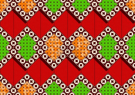 Ilustración de Arte textil vibrante abstracto tribal africano, Arte inspirado africano para declaraciones de moda moderna, Creación con colores vibrantes, Motivo étnico, Obras de arte con fusión cultural - Imagen libre de derechos