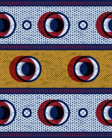 Ilustración de Circle African Tribal Abstract Vibrant Textile Art, Arte inspirado africano para declaraciones de moda moderna, Creación con colores vibrantes, Motivo étnico, Obras de arte con fusión cultural - Imagen libre de derechos