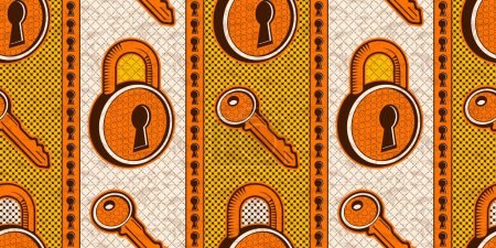 Ilustración de Illust of a key, Arte textil vibrante abstracto tribal africano, Arte inspirado para declaraciones de moda moderna, Creación con colores vibrantes, Motivo étnico, Obra de arte con fusión cultural - Imagen libre de derechos
