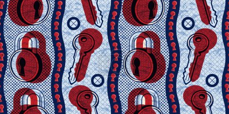 Téléchargez les illustrations : Illustration d'une clé, Art textile vibrant abstrait tribal africain, Art inspiré pour les déclarations de mode moderne, Création avec des couleurs vibrantes, Motif ethnique, Oeuvre d'art avec fusion culturelle - en licence libre de droit