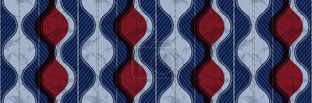 Illustration for Contemporary African Tribal Abstract Textile Art, Vibrant Colors for Inspire Modern Fashion Statements and Ethnic Cultural Fusion Patterns,  Straight lines and Curves Design - Royalty Free Image