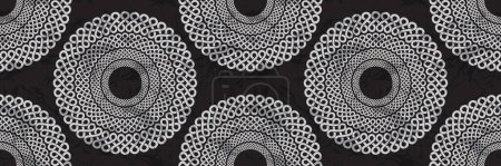 Illustration for Circular African fabric pattern background, abstract design, hand drawn overlap of tribal textile art, fashion artwork suitable for fabric printing and clothing. - Royalty Free Image