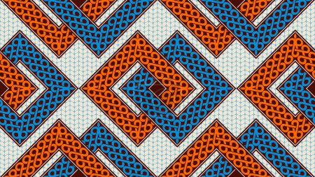 Ilustración de Patrones de tela geométrica de África, arte textil étnico para ropa de moda e impresión de bolsas. Los rectángulos gráficos modernos crean una obra de arte de moda. - Imagen libre de derechos