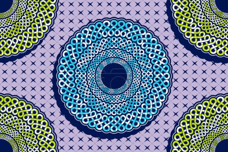 Ilustración de Fondo circular de tela africana, diseño abstracto, superposición dibujada a mano del arte textil tribal, obras de arte de moda adecuadas para la impresión y la ropa de tela. - Imagen libre de derechos