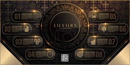 Illustration for Luxurious Gold and Black Infographic Elements for Dynamic Presentations and Annual Reports, Modern Chart Templates, Elegant Circle Creative Business Chart Templates - Royalty Free Image