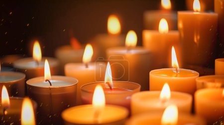 Photo for Close up of Flame candles isolated on black background. Generative AI. - Royalty Free Image